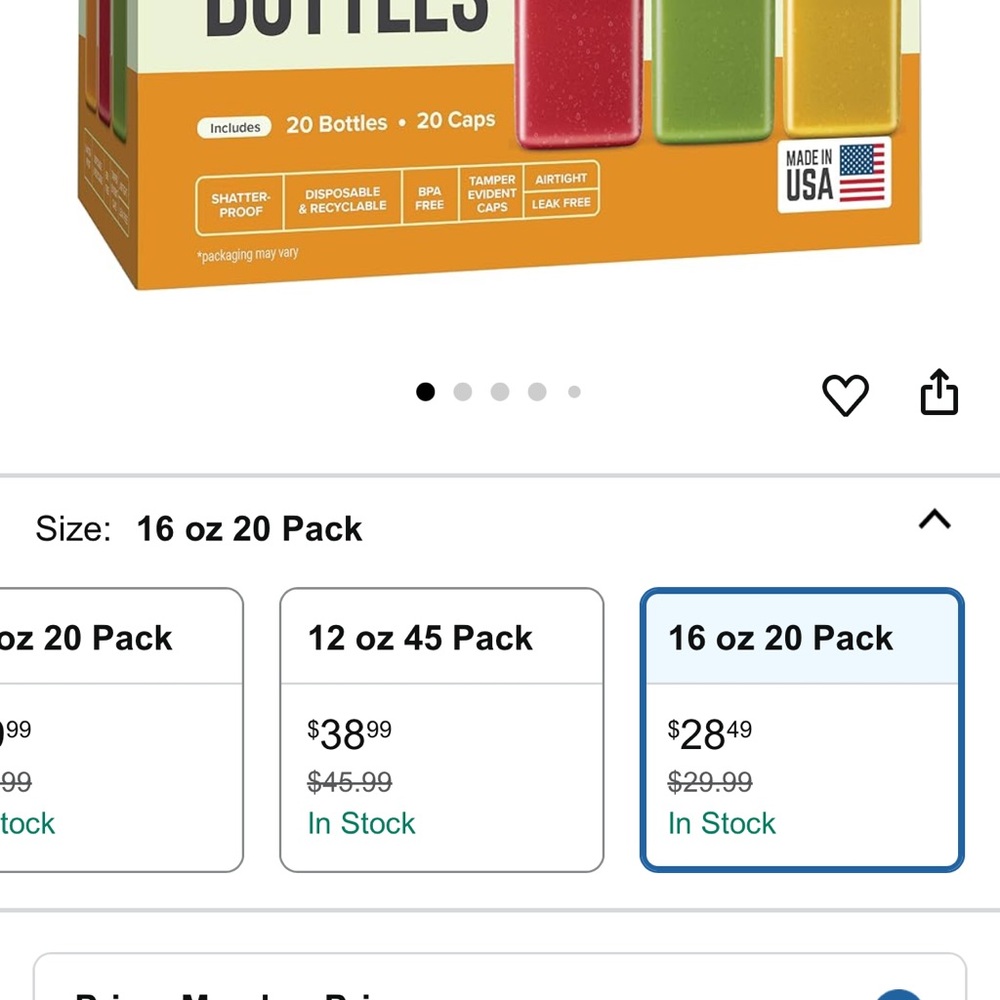 Shatterproof Reusable Bottles 20 Pack (NO CAPS)